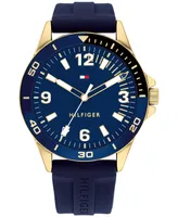 Tommy Hilfiger Men's Blue Silicone Strap Watch 44mm