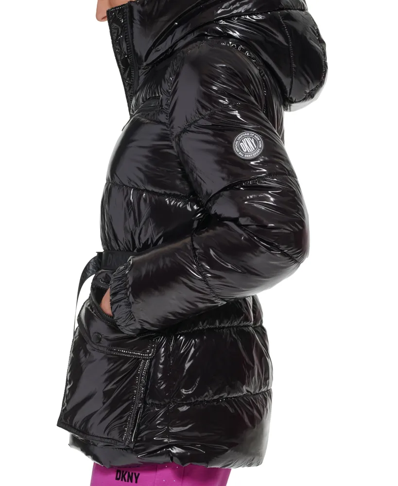 Dkny Sport Women's Shine-Finish Belted Puffer Jacket
