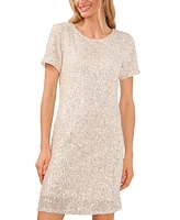 CeCe Women's Short Sleeve Scoop Neck Sequin Dress