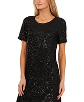 CeCe Women's Short Sleeve Scoop Neck Sequin Dress