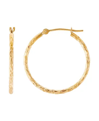 Textured Oval Hoop Earrings in 10k Gold, 1"