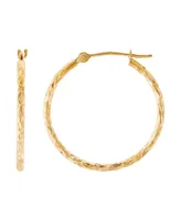 Textured Oval Hoop Earrings in 10k Gold, 1"