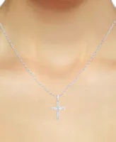 Forever Grown Diamonds Lab-Created Diamond Cross 18" Pendant Necklace (1/2 ct. t.w.) in Sterling Silver or 14K Gold-Plated Sterling Silver