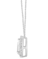Badgley Mischka Lab Grown Diamond Pear & Round Halo 18" Pendant Necklace (1-1/5 ct. t.w.) in 14k White Gold