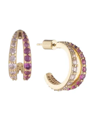 Bonheur Jewelry Mariah Pink Crystal Double Hoop Earrings