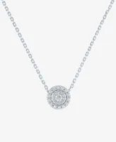 Forever Grown Diamonds Lab-Created Diamond Halo 18" Pendant Necklace (1/8 ct. t.w.) in Sterling Silver