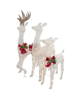 Led Lighted Glittered Reindeer Family Outdoor Christmas Decorations Set, 3 Pieces