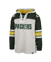 Men's '47 Gray Green Bay Packers Gridiron Lace-Up Pullover Hoodie