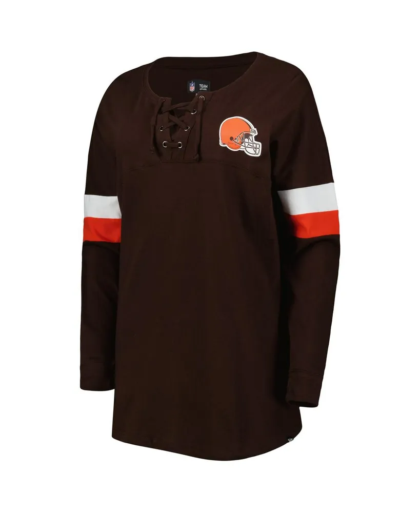 Women's New Era Brown Cleveland Browns Athletic Varsity Lace-Up Long Sleeve T-shirt