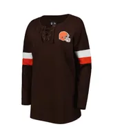 Women's New Era Brown Cleveland Browns Athletic Varsity Lace-Up Long Sleeve T-shirt