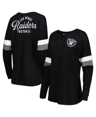 Women's New Era Black Las Vegas Raiders Athletic Varsity Lace-Up Long Sleeve T-shirt