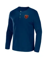 Men's Nfl x Darius Rucker Collection by Fanatics Navy Chicago Bears Slub Jersey Henley Long Sleeve T-shirt