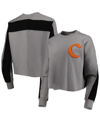 Women's Gameday Couture Gray Clemson Tigers Back To Reality Colorblock Pullover Sweatshirt