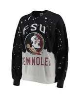 Women's Gameday Couture Black Florida State Seminoles Twice As Nice Faded Dip-Dye Pullover Sweatshirt