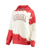 Women's Gameday Couture White, Scarlet Nebraska Huskers For the Fun Double Dip-Dyed Pullover Hoodie