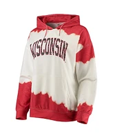 Women's Gameday Couture White, Red Wisconsin Badgers For the Fun Double Dip-Dyed Pullover Hoodie