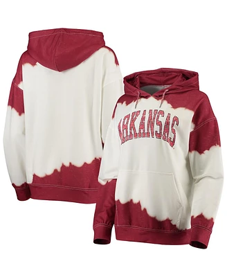 Women's Gameday Couture White, Cardinal Arkansas Razorbacks For the Fun Double Dip-Dyed Pullover Hoodie