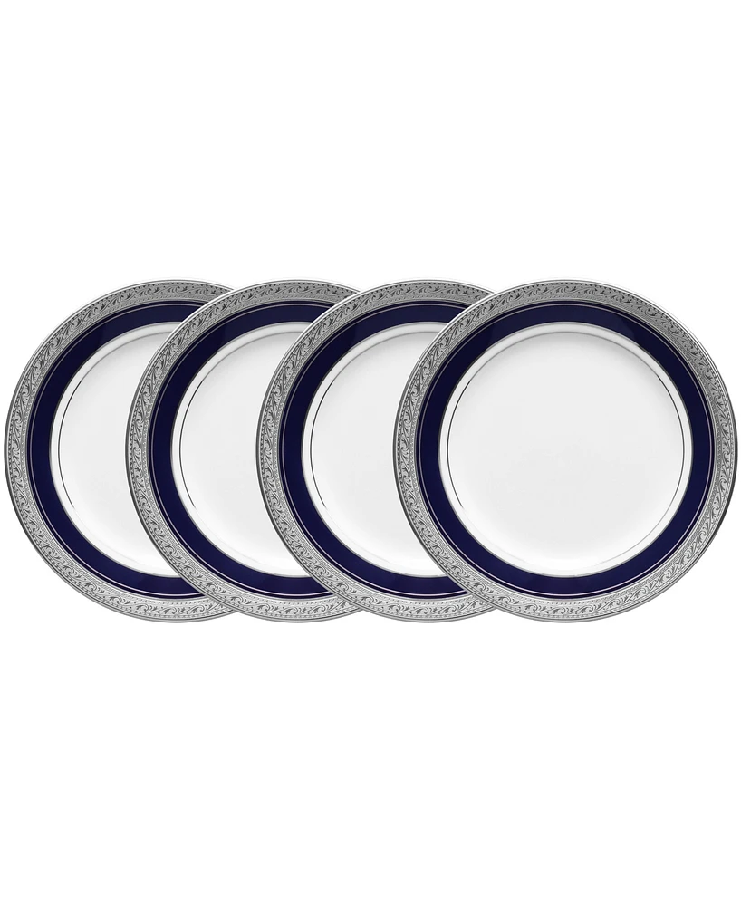 Noritake Crestwood Cobalt Platinum Set of 4 Bread Butter and Appetizer Plates, Service For 4