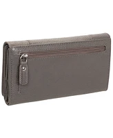Mancini Women's Pebbled Collection Rfid Secure Trifold Wing Wallet