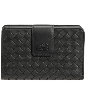 Mancini Women's Basket Weave Collection Rfid Secure Mini Clutch Wallet