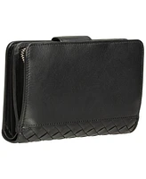 Mancini Women's Basket Weave Collection Rfid Secure Mini Clutch Wallet