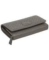 Mancini Women's Basket Weave Collection Rfid Secure Clutch Wallet