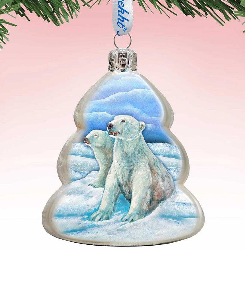 Designocracy Polar Bears Family Mercury Holiday Ornament