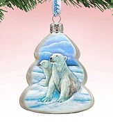 Designocracy Polar Bears Family Mercury Holiday Ornament