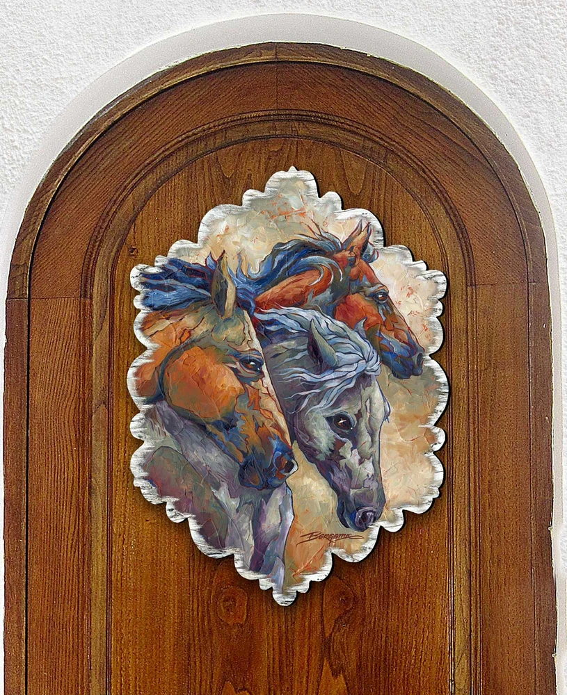 Designocracy Let them Run Horse Heads Holiday Wall Art