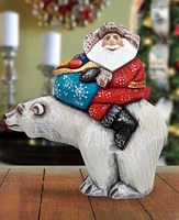 G.DeBrekht Gifty Traveler Polar Bear Santa Carved Figurine