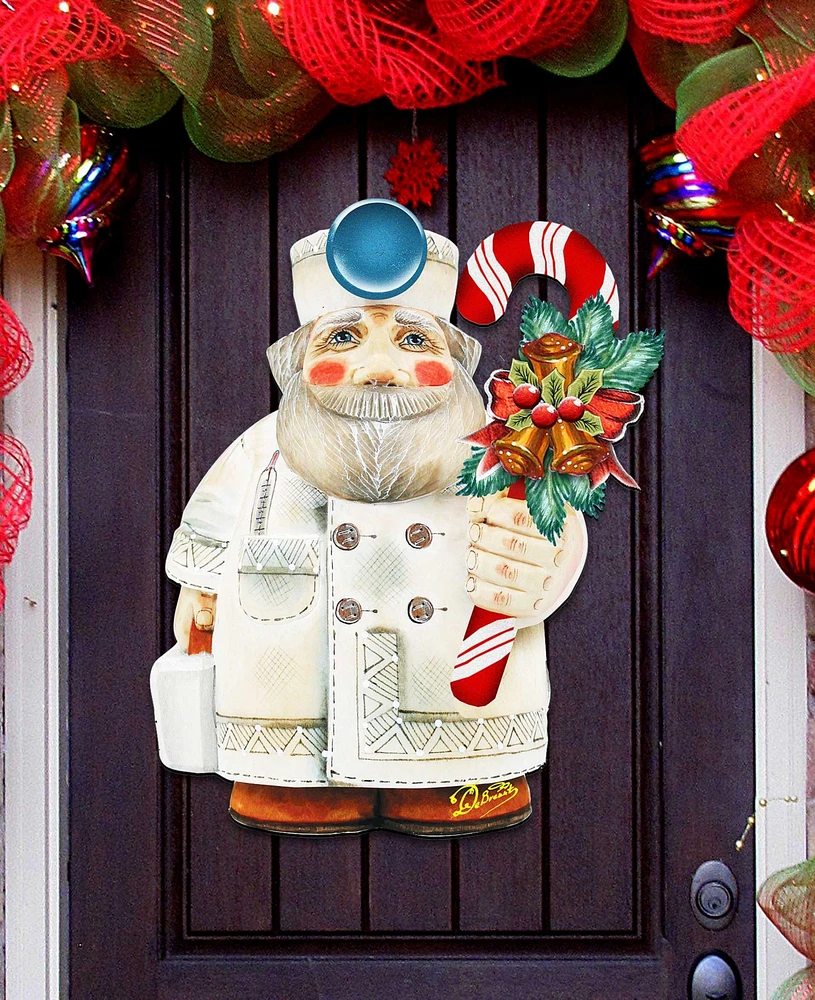 Designocracy Candy Cane Doctor Santa Holiday Door Decor