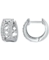 Giani Bernini Cubic Zirconia Lattice Small Huggie Hoop Earrings, 0.51", Created for Macy's