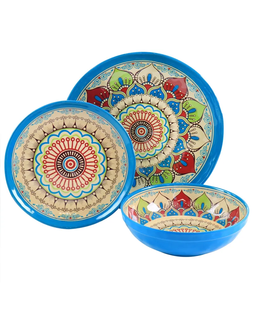 Elama Mandala Micaela 12 Piece Melamine Dinnerware Set, Service for 4 - Multi