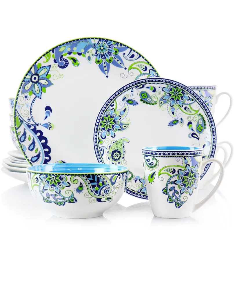 Elama Mandala Concord 16 Piece Round Porcelain Dinnerware Set, Service for 4