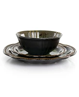 Elama Scalloped Magdalena 16 Piece Stoneware Dinnerware Set, Service for 4