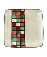 Elama Grace 16 Piece Multicolored Square Stoneware Dinnerware Set, Service for 4 - Multi