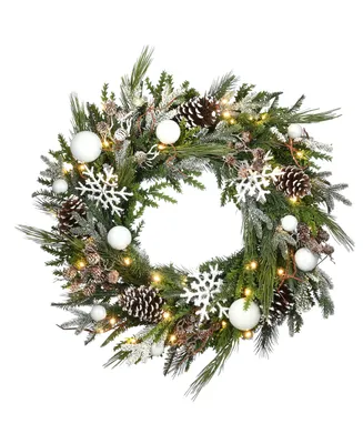 National Tree Company 30" Pre-Lit Alpine Collection Decorated Wreath