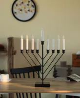 9 Branch Electric Chabad Judaic Chanukah Menorah with Led Candle Design Candlestick