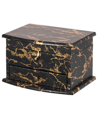 Marble Decorative Modern Wooden Jewelry Box Holder with Lining and Drawer