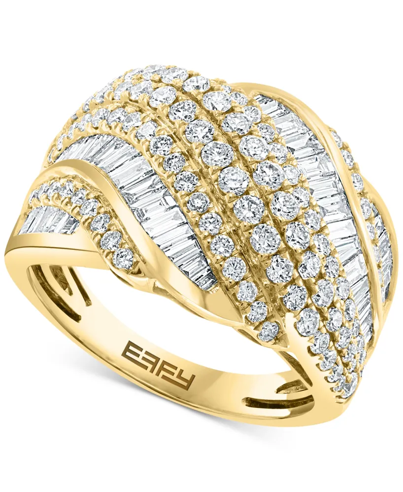 Effy Diamond Baguette & Round Diagonal Multirow Ring (1-5/8 ct. t.w.) in 14k Gold