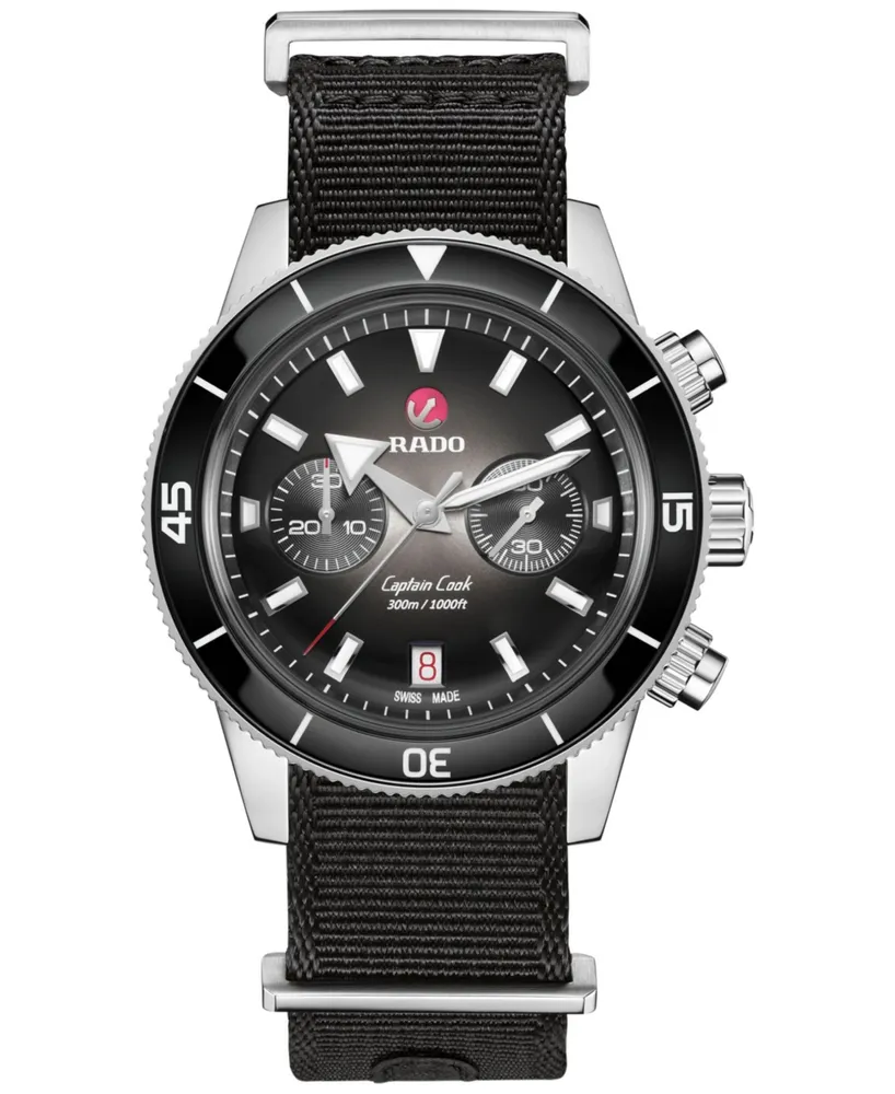 Rado Men's Swiss Automatic Chronograph Captain Cook Stainless Steel Bracelet Watch 43mm