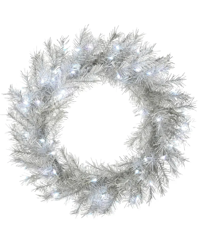 National Tree Company 24" Pre-Lit Crystal Metallic Wreath