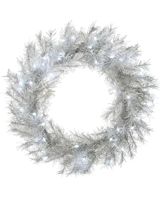 National Tree Company 24" Pre-Lit Crystal Metallic Wreath