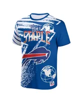 Men's Nfl X Staple Royal Buffalo Bills Team Slogan All Over Print Short Sleeve T-shirt