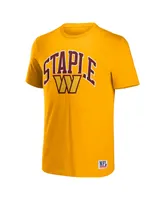 Men's Nfl X Staple Yellow Washington Commanders Lockup Logo Short Sleeve T-shirt