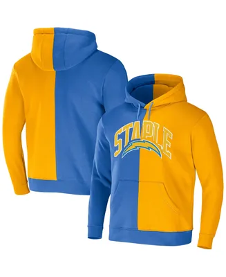 Men's Nfl X Staple Blue, Yellow Los Angeles Chargers Split Logo Pullover Hoodie
