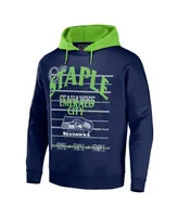 Men's Nfl X Staple Navy Seattle Seahawks Oversized Gridiron Vintage-Like Wash Pullover Hoodie