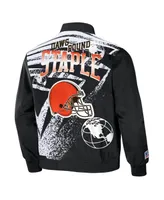 Men's Nfl X Staple Black Cleveland Browns Embroidered Reversable Nylon Jacket