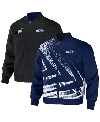 Men's Nfl X Staple Navy Seattle Seahawks Embroidered Reversable Nylon Jacket
