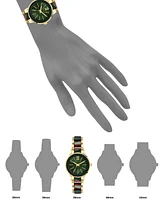 Anne Klein Women's Three-Hand Quartz Gold-Tone Alloy with Green and Burgundy Resin Bracelet Watch, 32mm